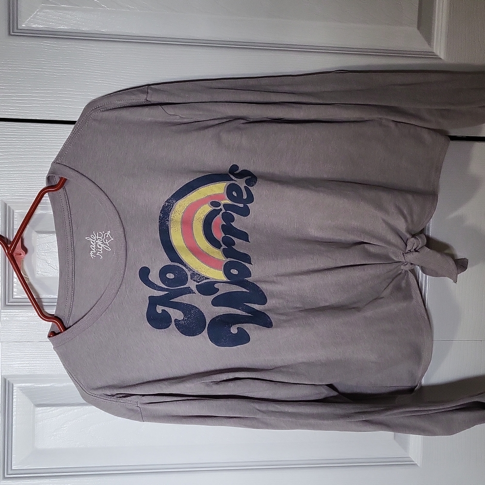 Long sleeve grey waist length lightweight shirt